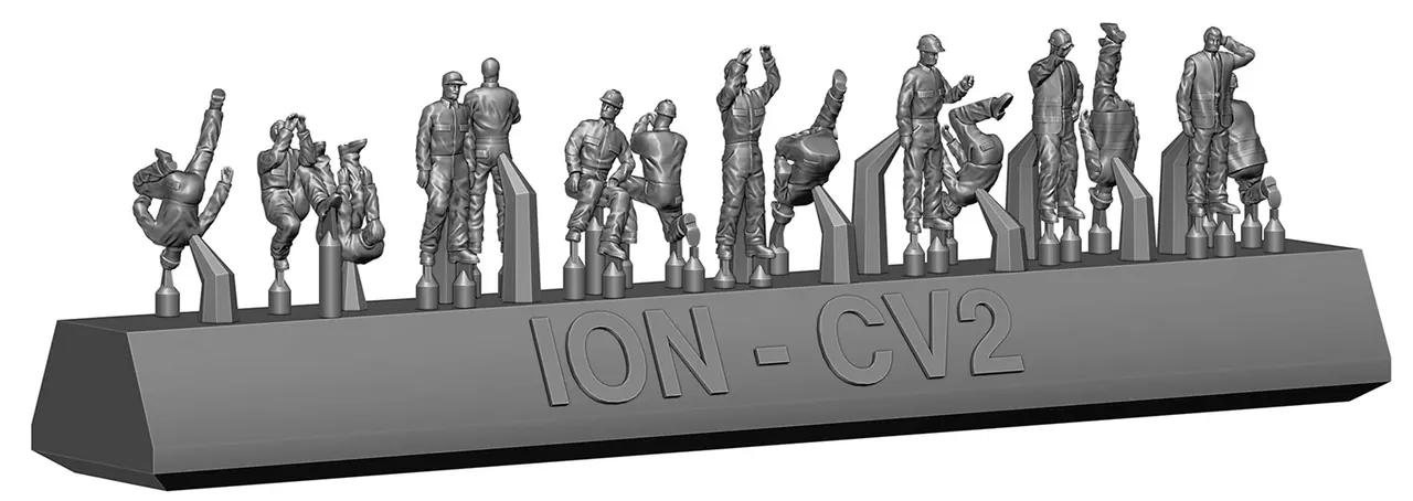 ION Model 20th-century civilian dock workers and commercial ship crew 1:350 scale 3D-printed resin figures for historical liner and harbour dioramas
